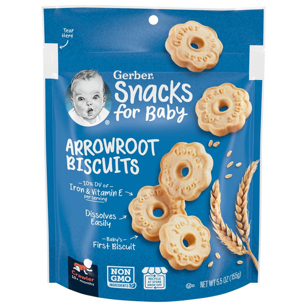 Gerber Snacks For Baby 10+ Months Arrowroot Biscuits