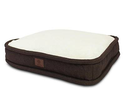 Brown Memory Foam Gusset Pet Bed, (24" x 19")
