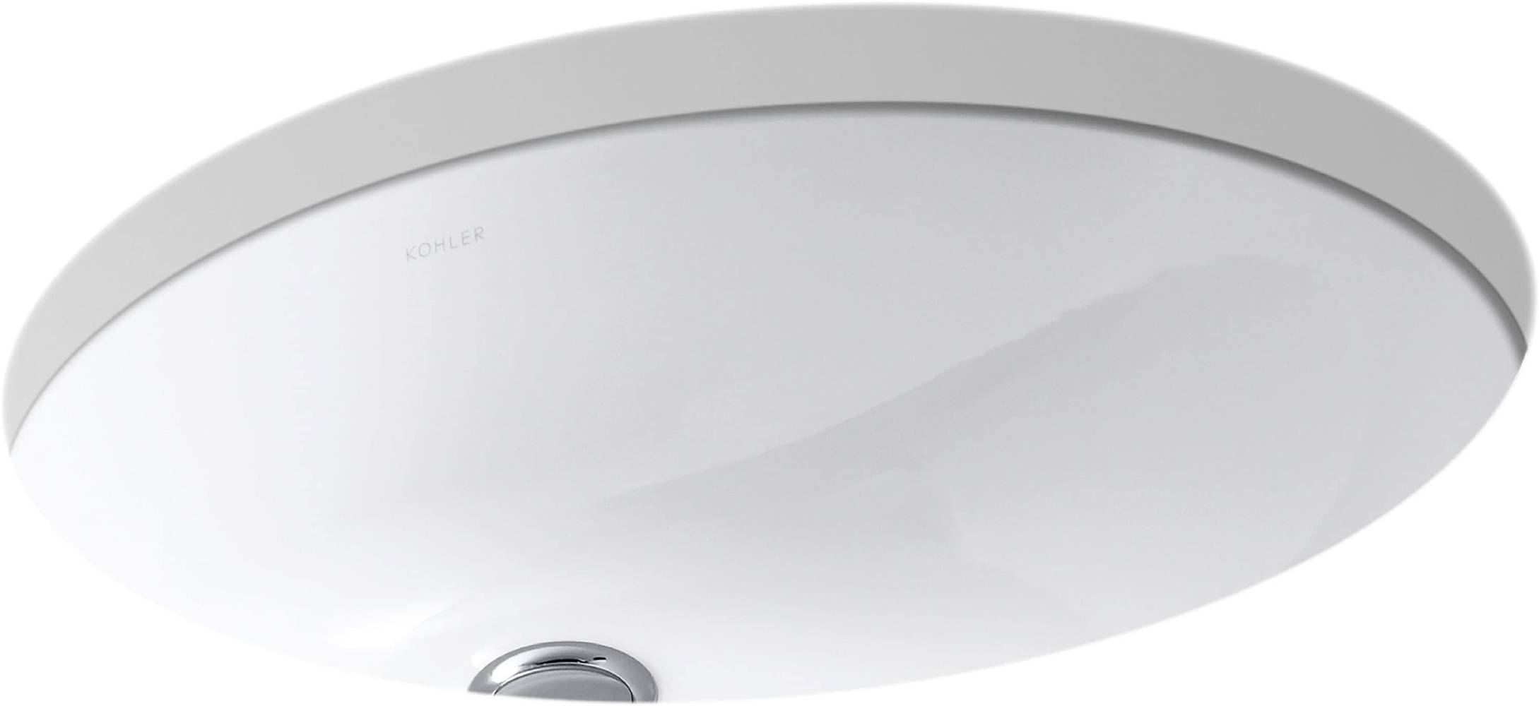 KOHLER Caxton Vitreous China Undermount Oval White Bathroom Sink (19.25-in x 16.25-in) | R2210-0