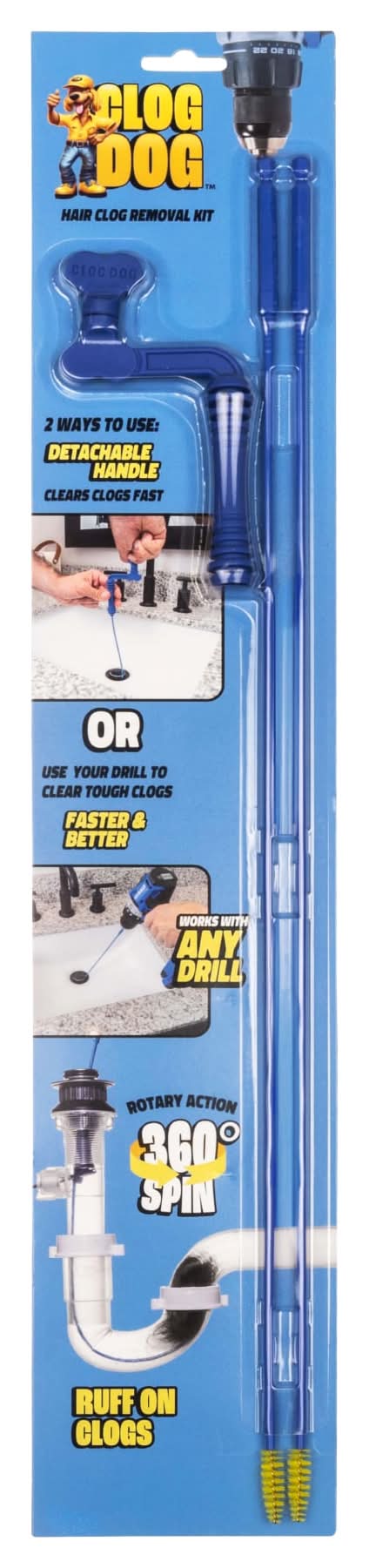 CLOG DOG Hair Clog Removal Kit Plastic Drain snake