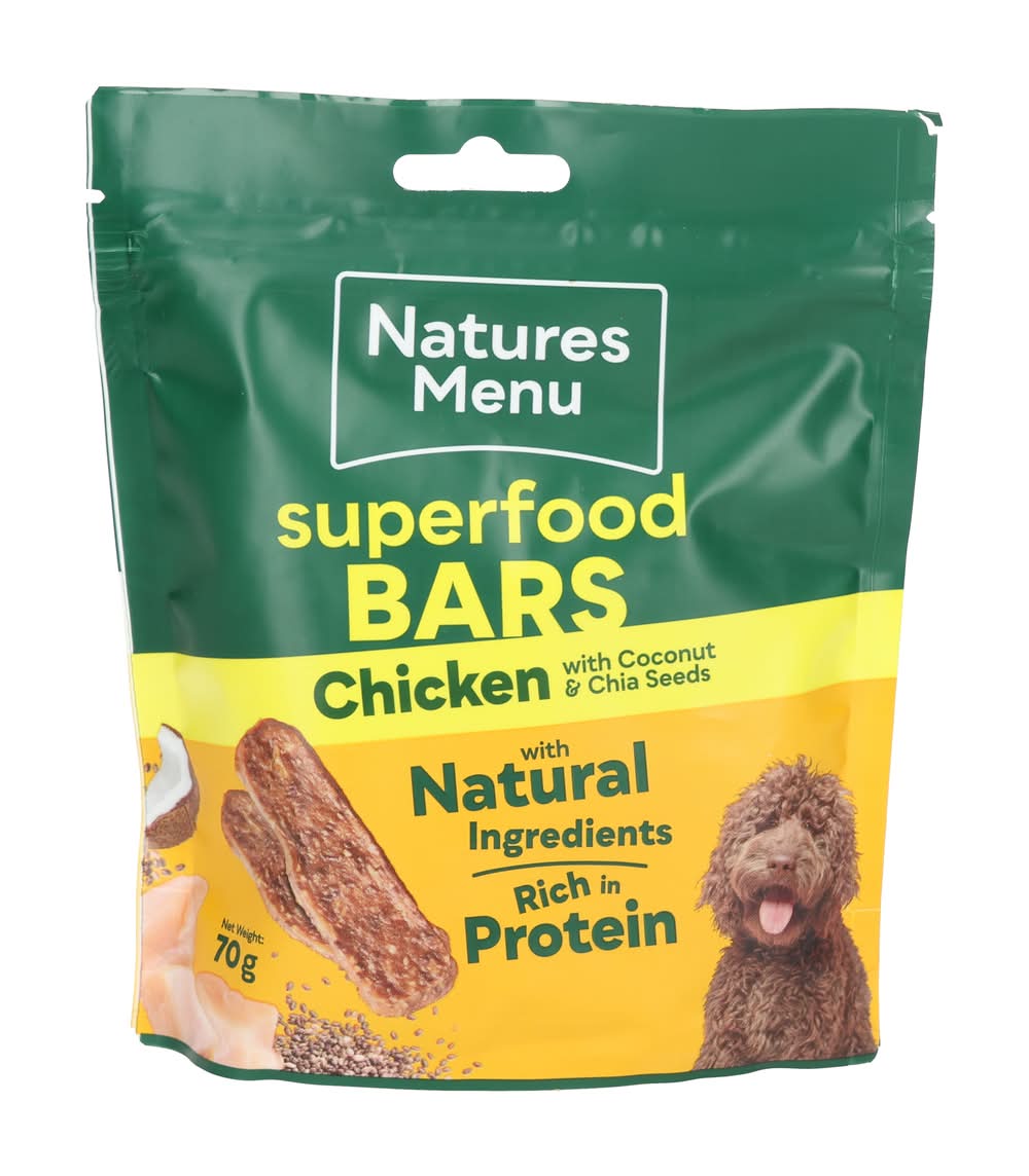 Nature's Menu Chicken With Coconut & Chia Seeds Superfood Bars For Dogs (70g)