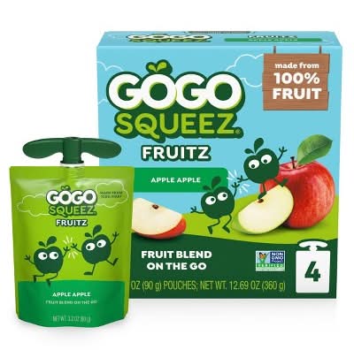 GoGo squeeZ No Sugar Added Applesauce and Fruit Puree Apple Apple - 12.69oz/4ct