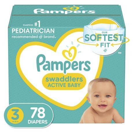 Pampers Swaddlers Diapers Super pack, 3 (2.09 kg, 78 ct)
