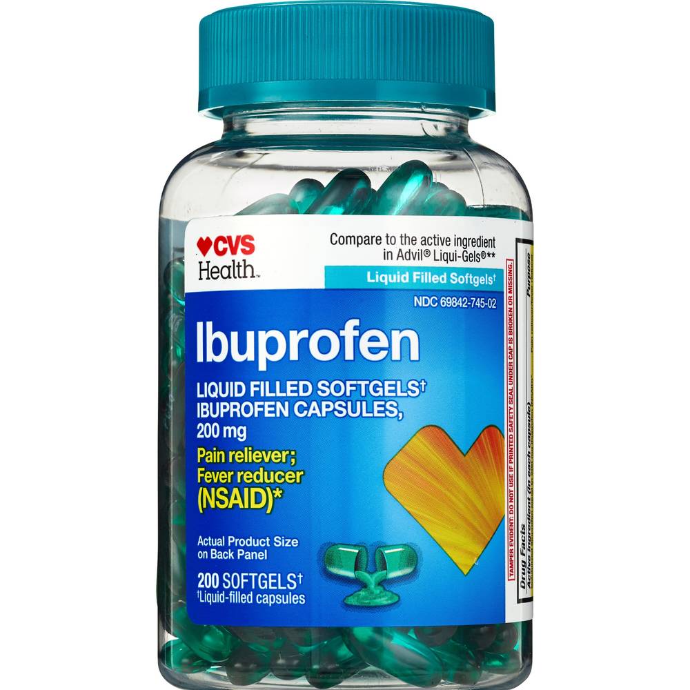 Cvs Health Ibuprofen Liquid Filled Pain Reliever Softgels 200mg