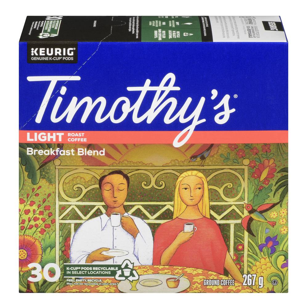 Timothy's Breakfast Blend Light Roast K-Cup Coffee Pods (267 g, 30 ct)