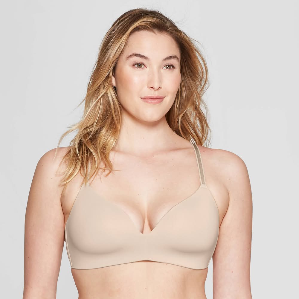 Auden Lightly Lined Wirefree Bra, Women, 36DD, Soft Beige