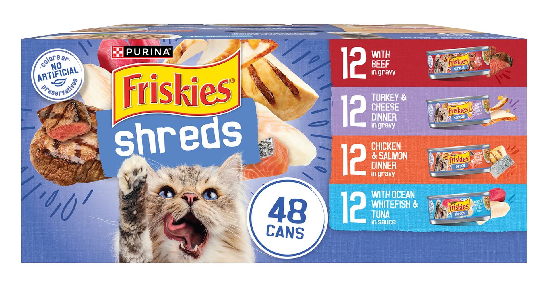 Friskies® Shreds Adult Cat Wet Food - Variety Pack, 5.5 Oz (Flavor: Variety Pack, Size: 48 Count)