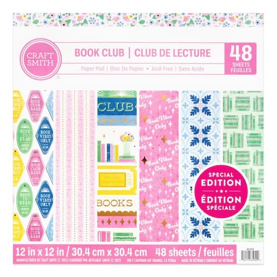 Craft Smith 12" X 12" Book Club Paper Pad, 48 Sheets