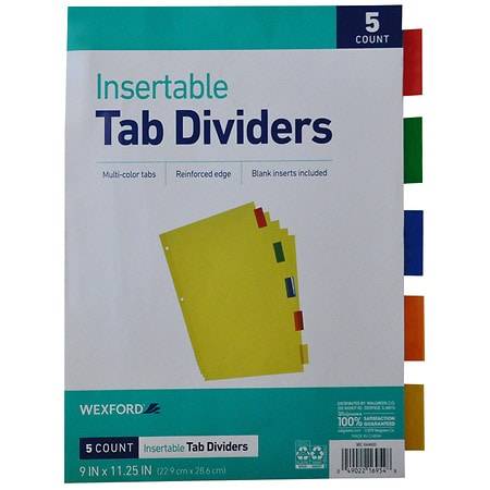 Wexford Tab Dividers 9 in X 11.25 in (5 ct)