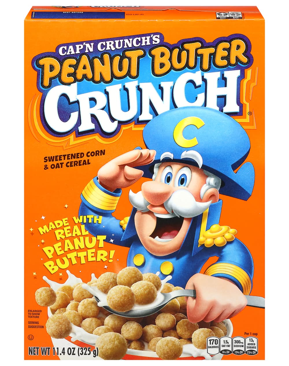 Cap'n Crunch Sweetened Corn & Oat Cereal, Peanut Butter Crunch, (11.4 oz)