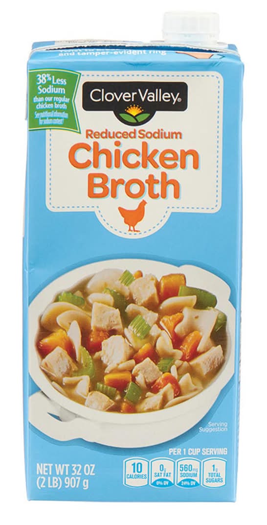 Clover Valley Reduced Sodium Chicken Broth 32 Oz