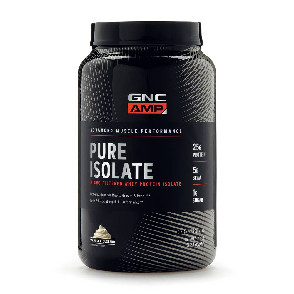 GNC Amp Pure Isolate Protein Dietary Supplement, Vanilla Custard (1.98 lbs)