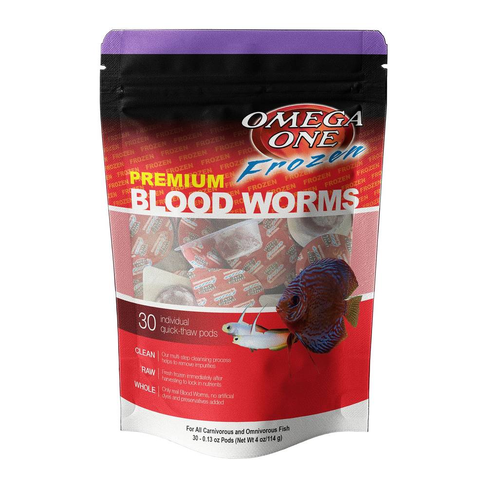 Omega One Frozen Blood Worms Fish Food