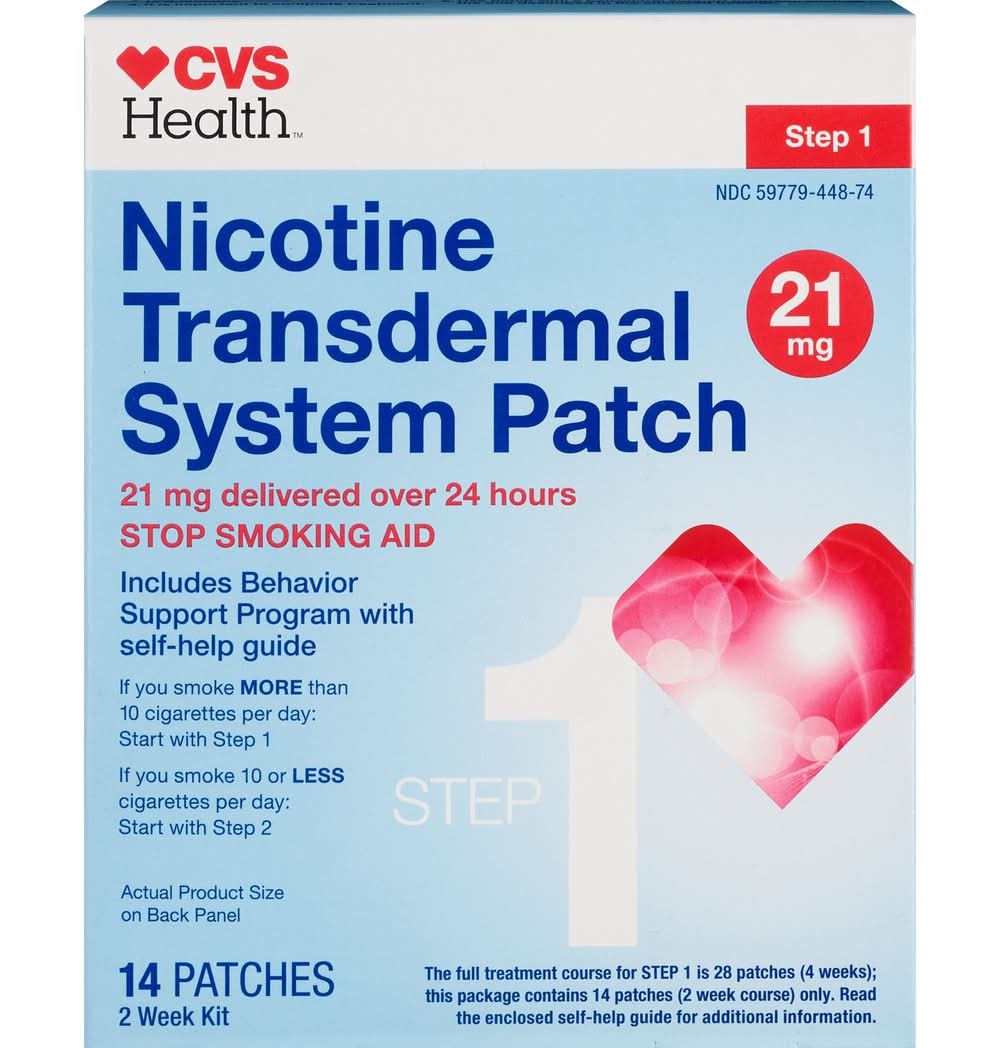 CVS Pharmacy Nicotine Transdermal 21 mg Stop Smoking Aid Patch