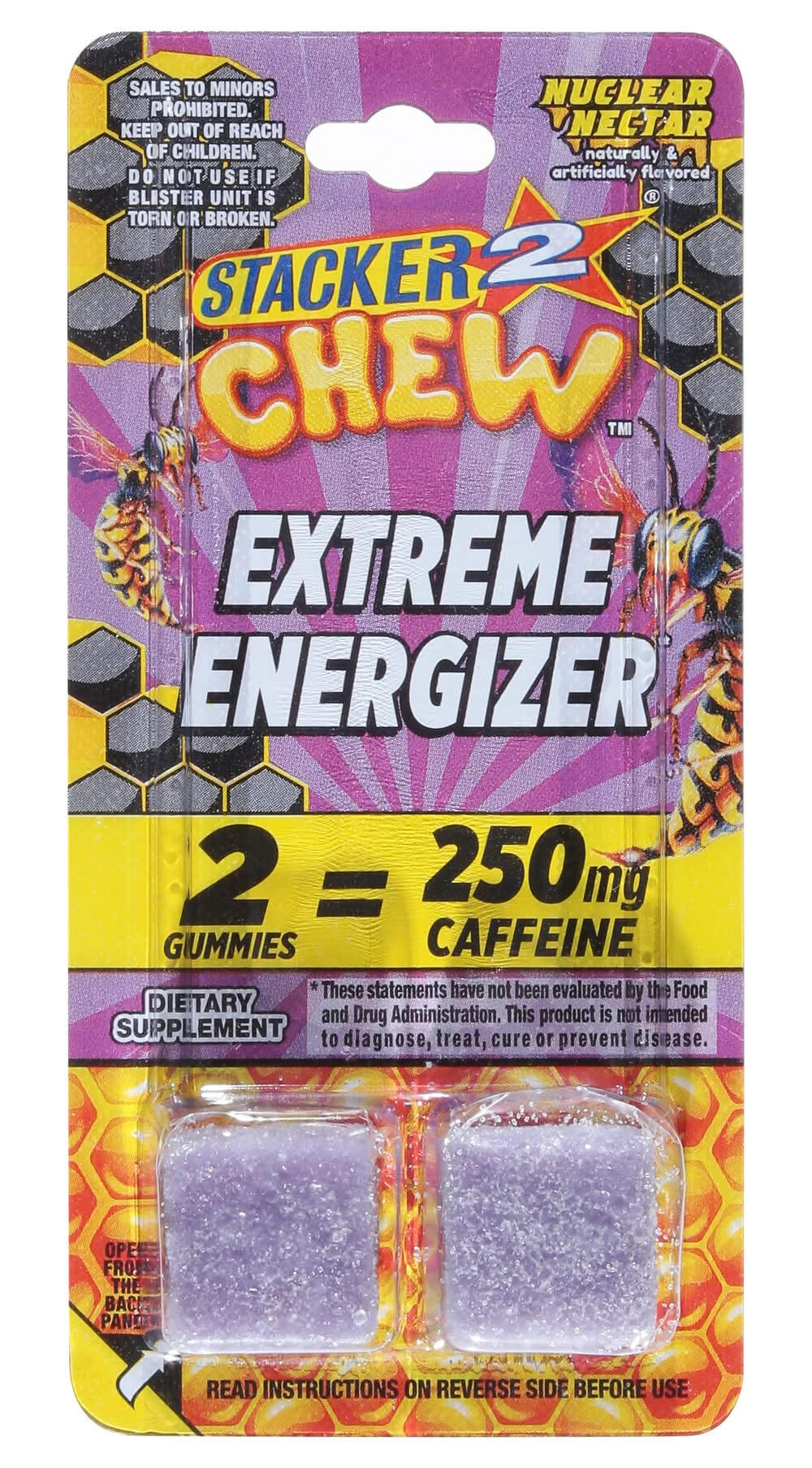 Stacker 2 Chew Extreme Energizer Gummies 250 mg, Nuclear Nectar (2 ct)