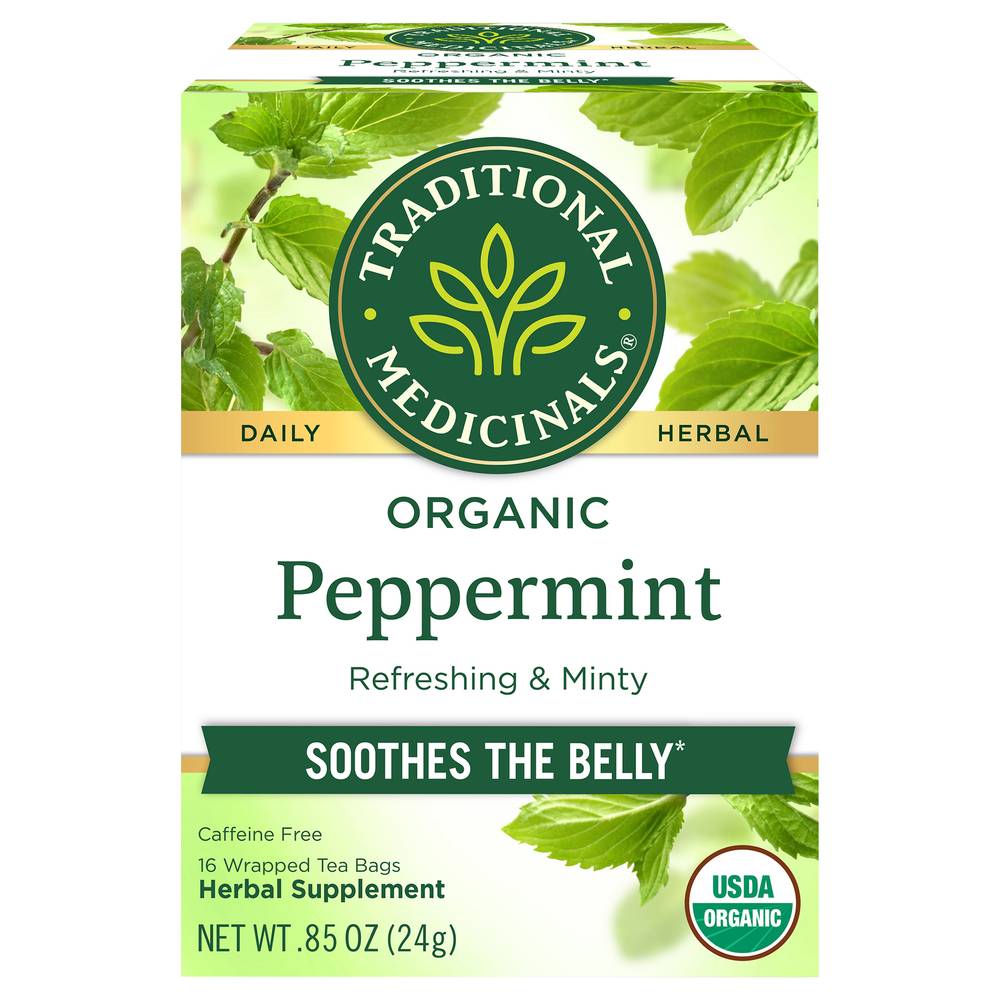 Traditional Medicinals Organic Peppermint Herbal Supplement Tea Bags (0.85 oz)