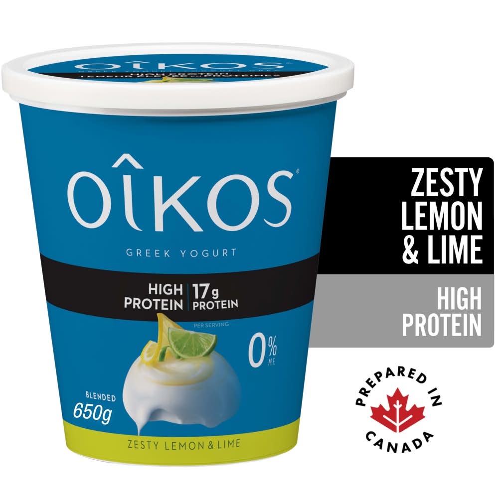 Oikos Greek Yogurt 0% M.f, Zesty Lemon & Lime (650 g)
