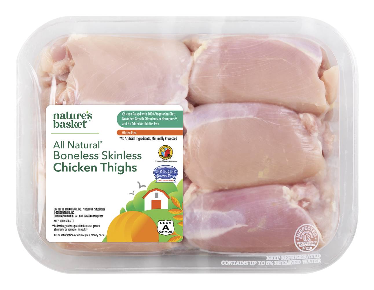 Nature's Basket All Natural Chicken Thighs, Boneless, Skinless