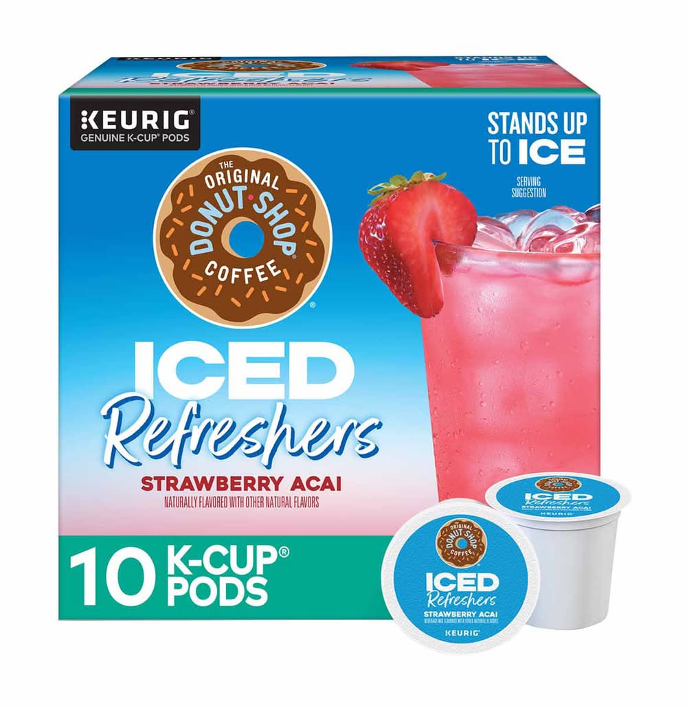 The Original Donut Shop Iced Refreshers Strawberry Acai K-Cup Pods 10 Ct