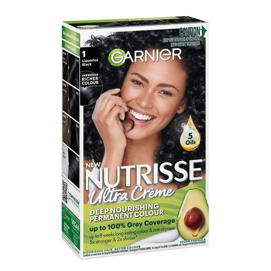 Garnier Nutrisse Permanent Hair Colour 1 Liquorice Black (1 pack)