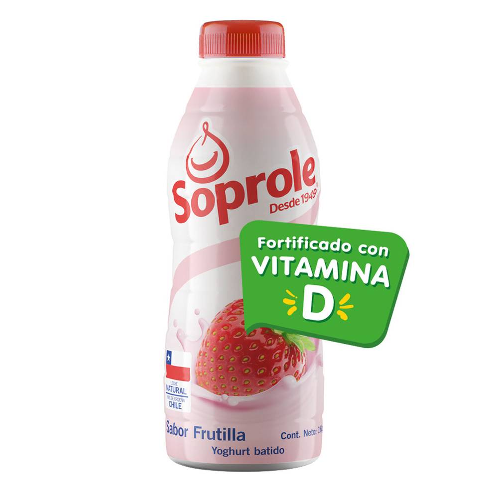 Soprole yoghurt batido sabor frutilla (botella 1 kg)