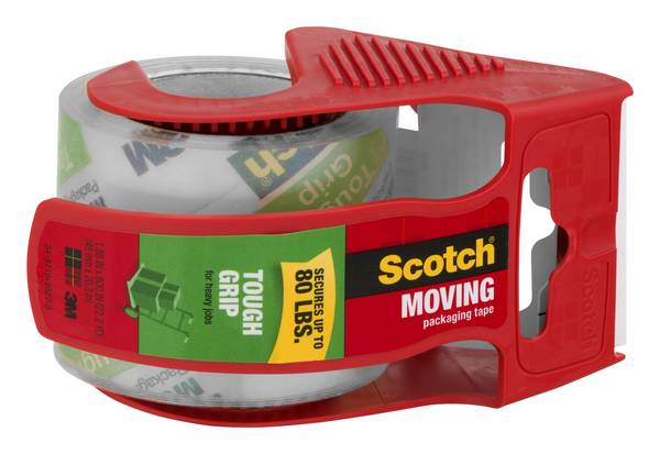 Scotch Tough Grip Clear Moving Packing Tape With Dispenser