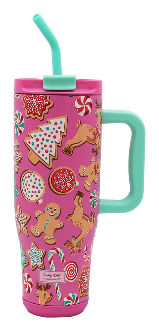 Simply Belle Christmas Cookie Print Stainless Steel Tumbler With Straw 40 Oz