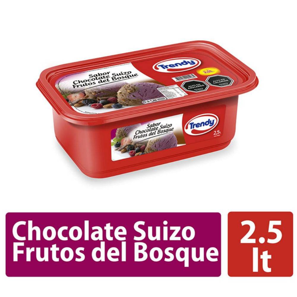 Trendy helado chocolate suizo y frutos del bosque (pote 2.5 l)