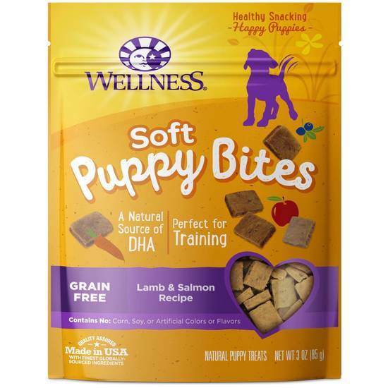 Wellness Natural Grain Free Lamb & Salmon Recipe Soft Puppy Bites Dog Treats (3 oz)