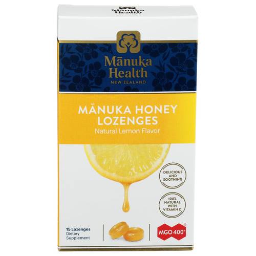 Manuka Health MGO 400 Natural Lemon Flavor Manuka Honey Lozenges