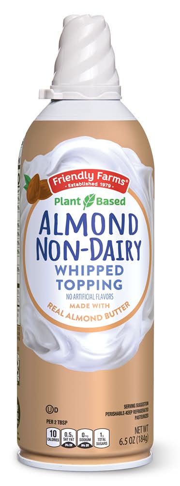 Friendly Farms Non Dairy Whipped Topping, Real Almond Butter (6.5 oz)