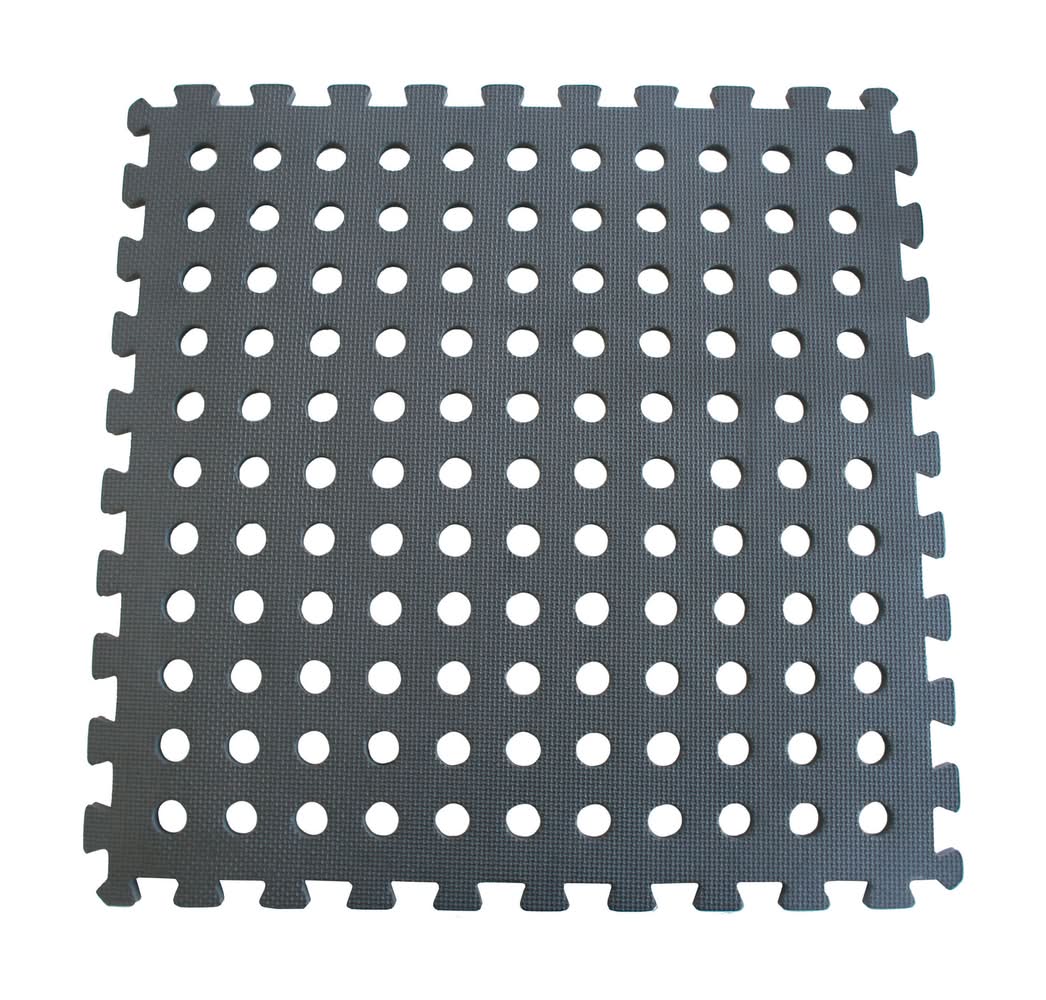 Black 50 x 50cm Interlocking Foam Mat with Holes - 4 Pack