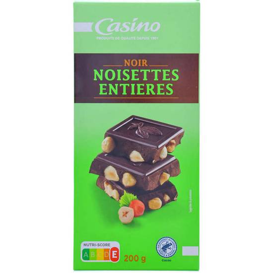 CASINO - Chocolat - Tablette de chocolat noir - Noisettes Entières - 200g