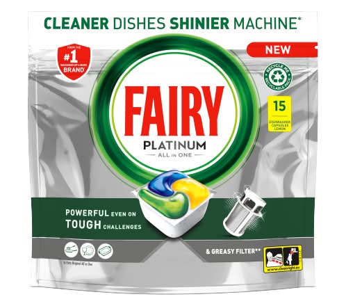 Fairy Lemon, Platinum All in One Dishwasher Capsules (15 pack)