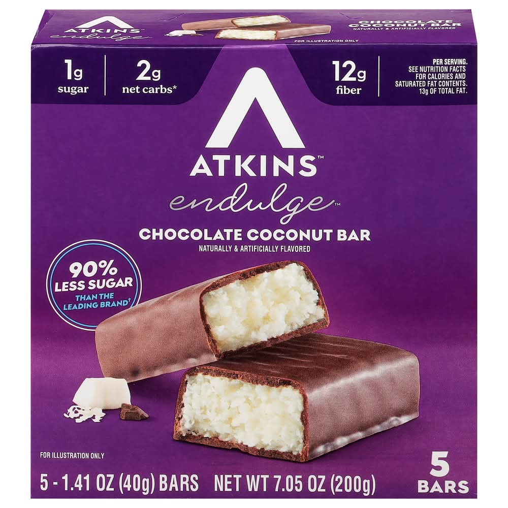 Atkins Endulge Meal Replacement Treat Bar, Chocolate Coconut (5 x 1.41 oz)