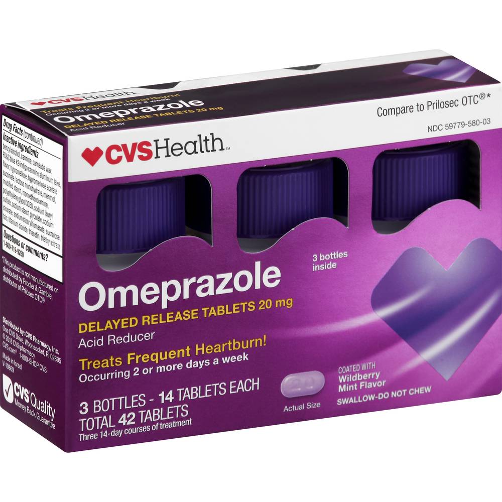 CVS Health Coated Wildberry Mint Omeprazole Tablets