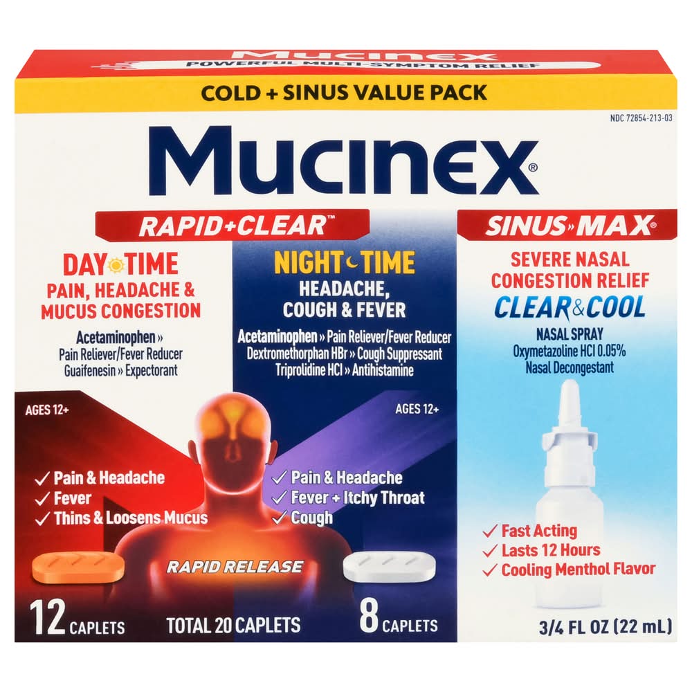 Mucinex Rapid+Clear Kit Caplets & Sinus Maximum Nasal Spray (0.75 oz, 20 ct)