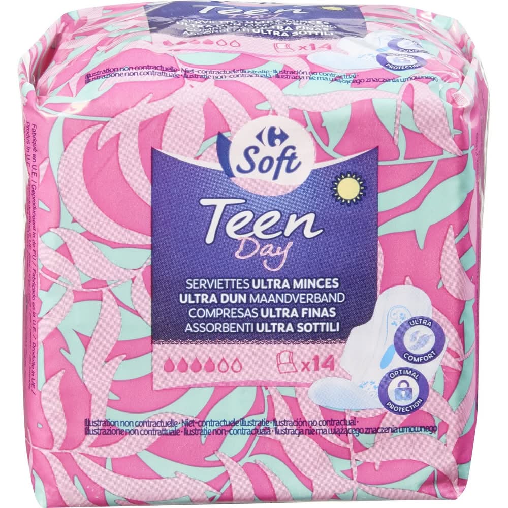 Carrefour Soft - Serviette hygiénique teen day ultra minces