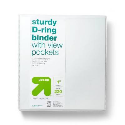 Up&Up Sturdy D Ring Binder With View Pockets (1 inch)