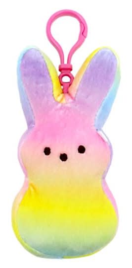 Peeps Rainbow Ombre Bunny Plush Backpack Clip