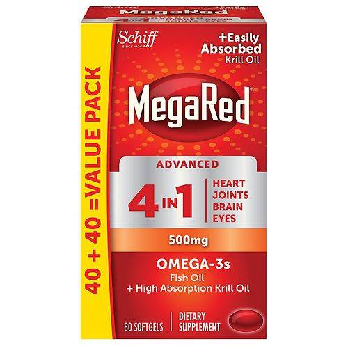 MegaRed Advanced 4 in 1 2x Concentrated Omega 500 mg Softgels - 80.0 ea