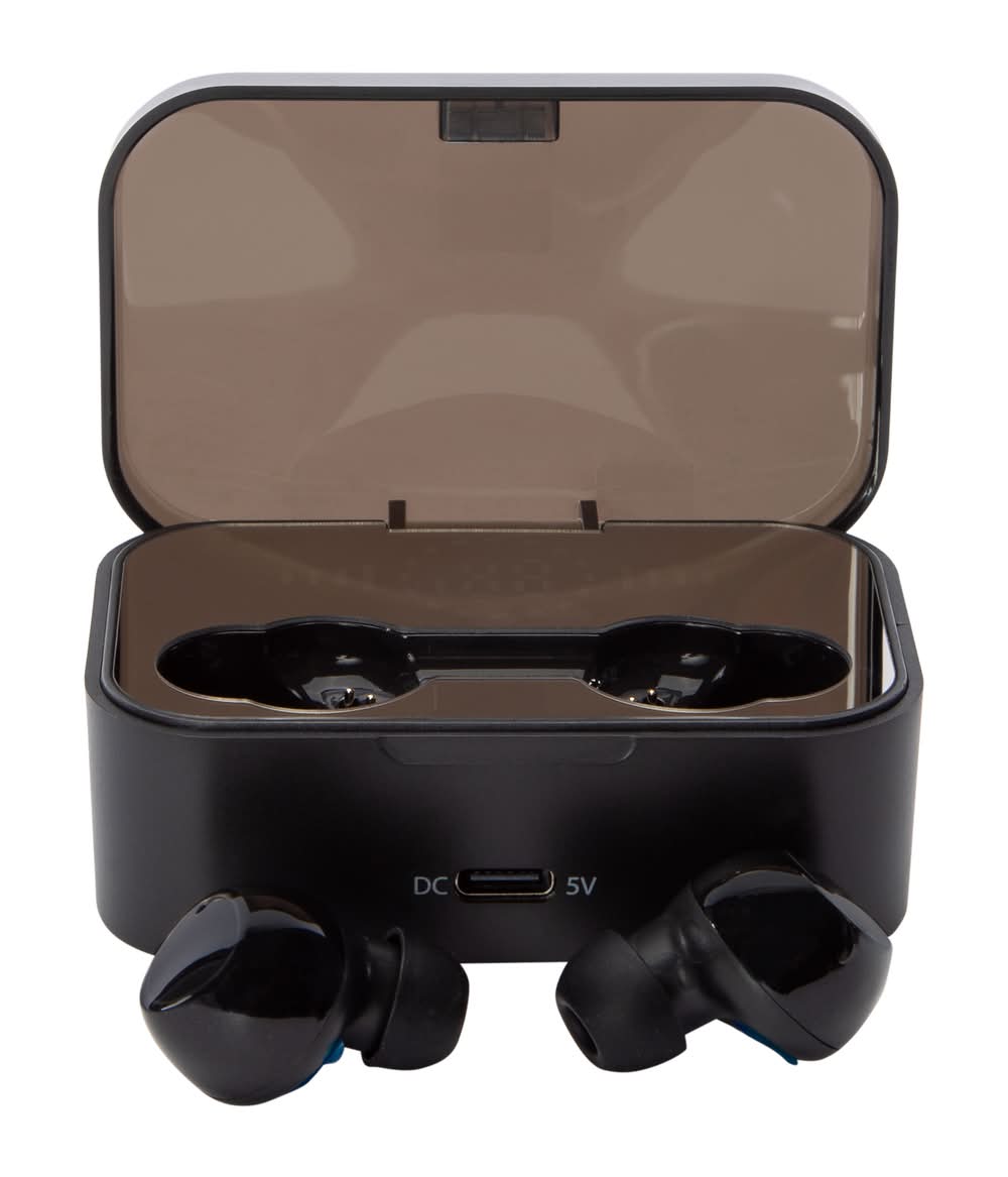 24-Hour True Wireless Earbuds With Mic & Case Black