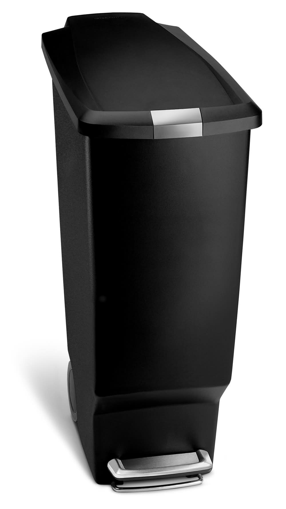 simplehuman 40 Liter Black Plastic Wheeled Indoor/Outdoor Kitchen Step Trash Can