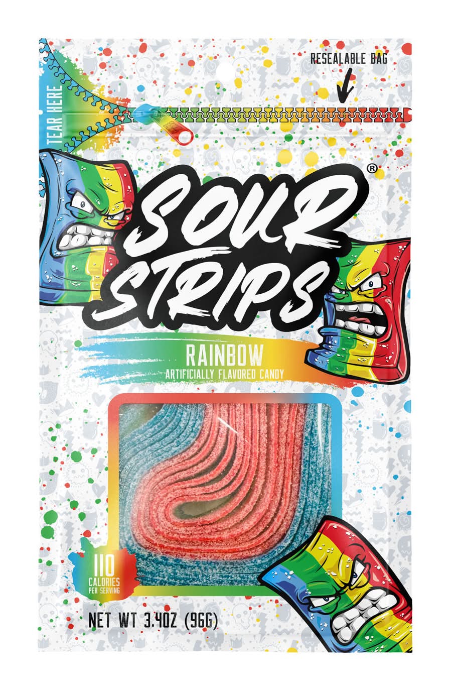 Sour Strips Chew Candy, Rainbow (3.4 oz)