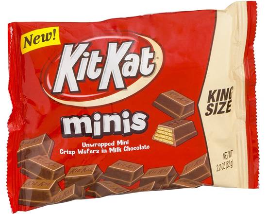 Kit Kat Candy Minis - Unwrapped Mini Crisp Wafers in Milk Chocolate - King Size 2.2 oz Bag