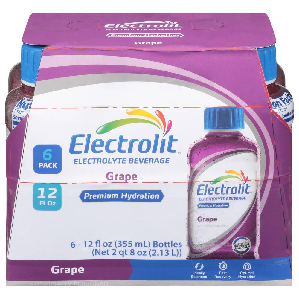 Electrolit Electrolyte Beverage, Grape (6 x 12 fl oz)