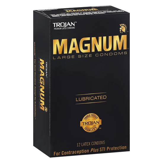 Magnum Large Size Lubricated Condoms, (12 ct)