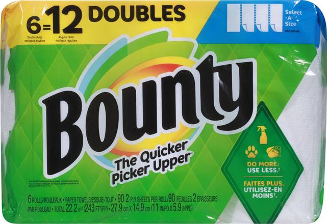 Bounty 2 Ply Select Double Rolls Paper Towels (6 ct)