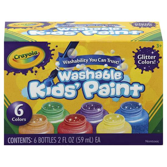 Crayola Glitter Washable Kids Paint (6 x 2 fl oz)