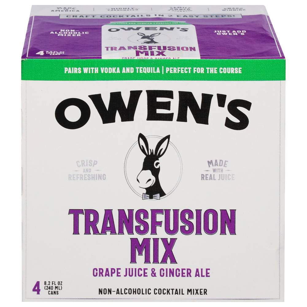 Owen's Grape Juice & Ginger Ale Transfusion Mix (4 x 8.2 fl oz)